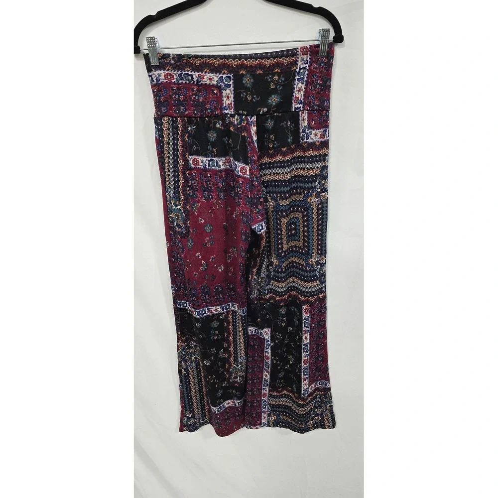 About A Girl women L wide leg pants‎ palazzo pants retro resort boho peasant